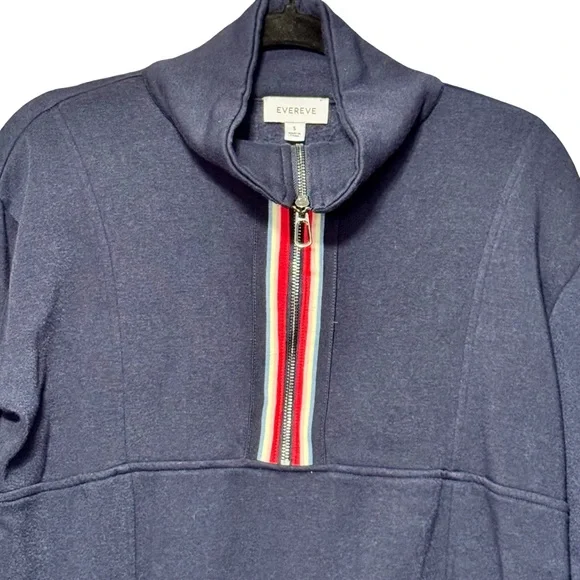 Evereve Chelsea Half Zip Long Sleeve Navy Blue Rainbow Zip Sweatshirt Small - Picture 6 of 14